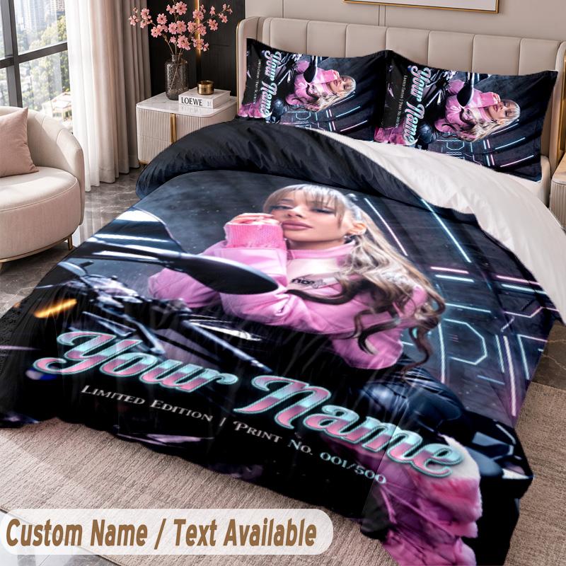Custom Name Text 3Pcs Bedding Set Ayliva Duvet Cover And Two Pillowcases