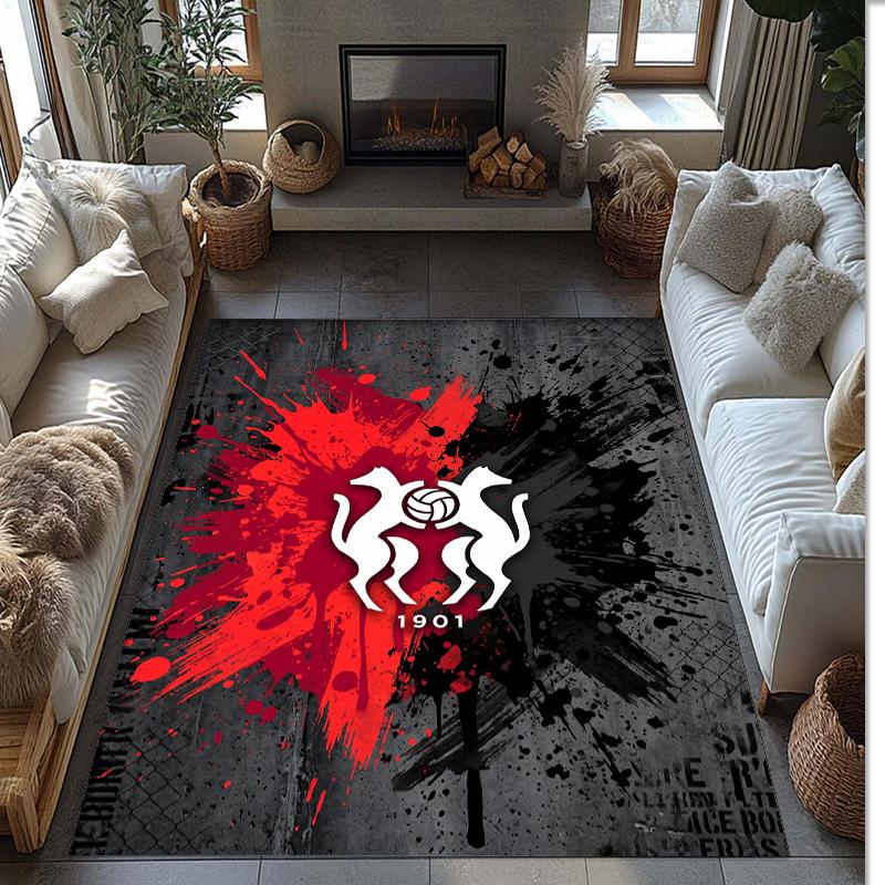 Stade Rennais FC Soccer Football Pattern Soft Area Rug Non Slip Indoor Floor Carpet Sports Decor Mat for Bedroom