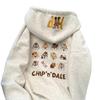 2025 Embroidered cartoon fleece sweater women's season design sense loose cute hooded jacket