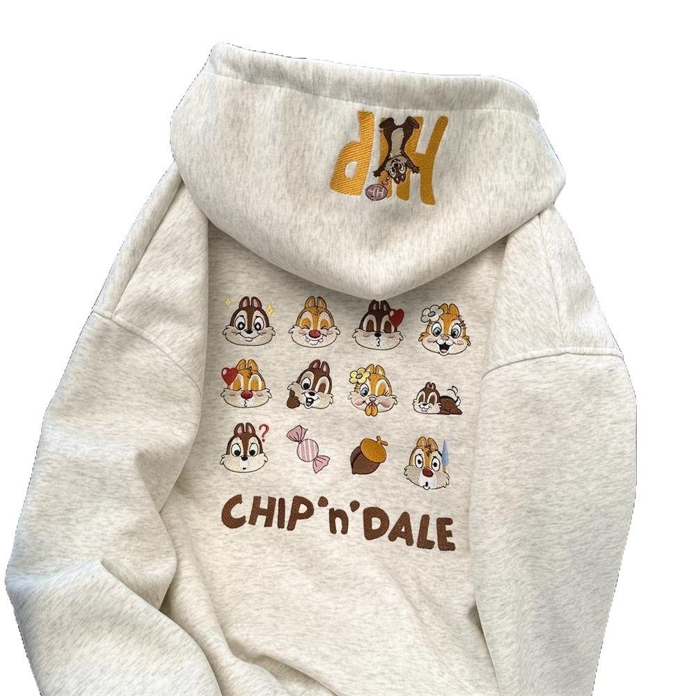 2025 Embroidered cartoon fleece sweater women's season design sense loose cute hooded jacket