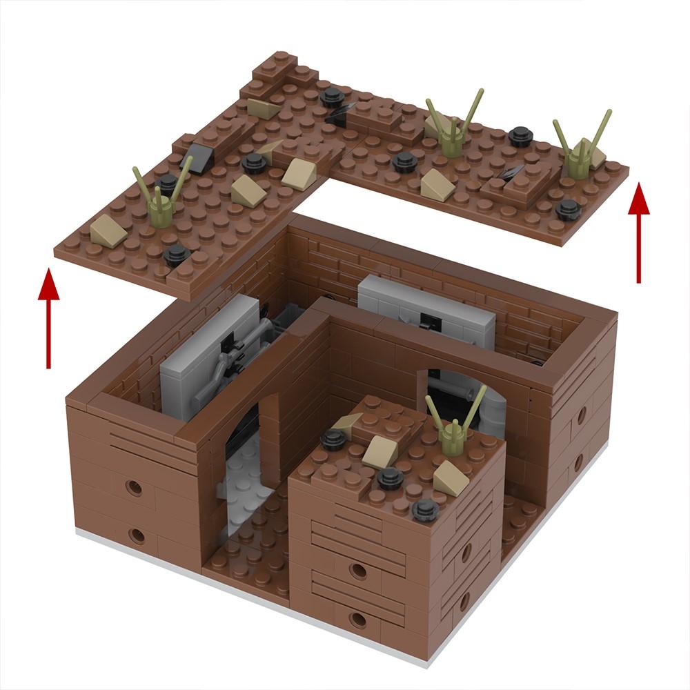 MOOXI Military Series MOC Bricks WW2 Trench FortressBattlefield Scene Set Compatible Wars Action Figure Blocks Toys Gift MOC5064