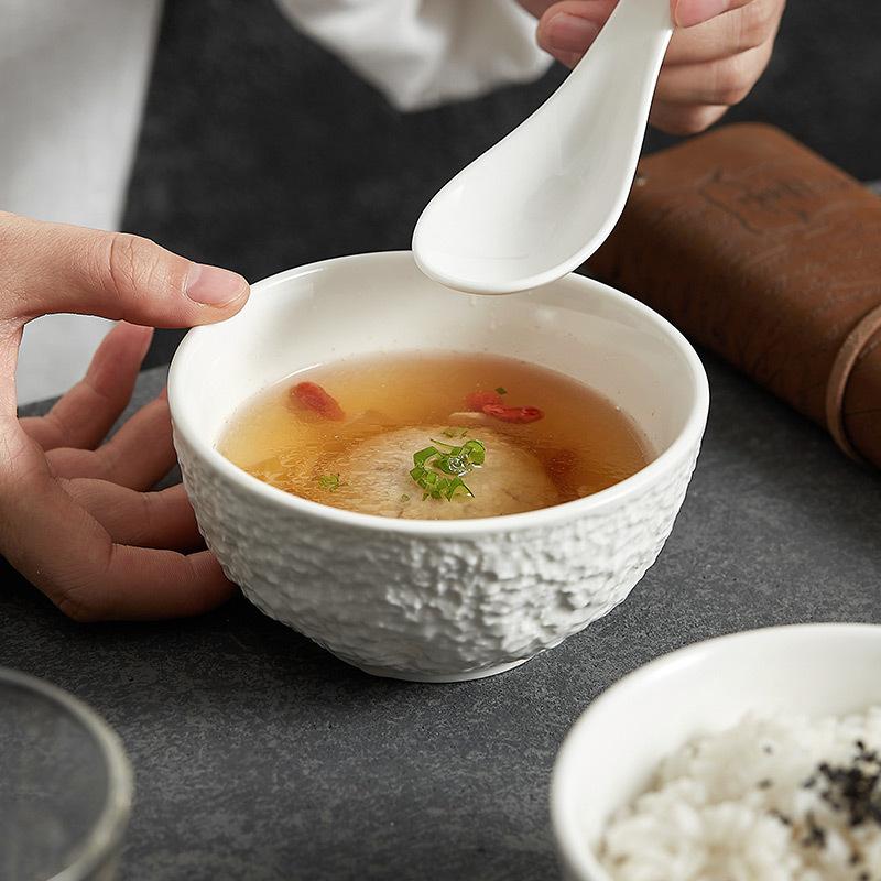 Rice Bowls, Household 2023 New High Grade Cutlery, Ceramic Bowls, Spoons, Single 4.5-inch Dining Bowls