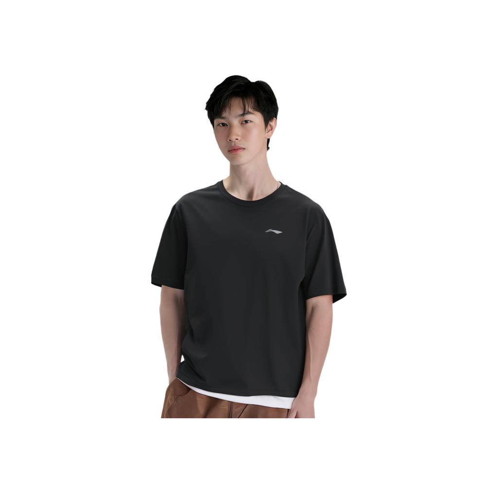 Li-Ning Comfortable Versatile Breathable Casual Short Sleeve T-Shirt Men Tops Black ATST023-5