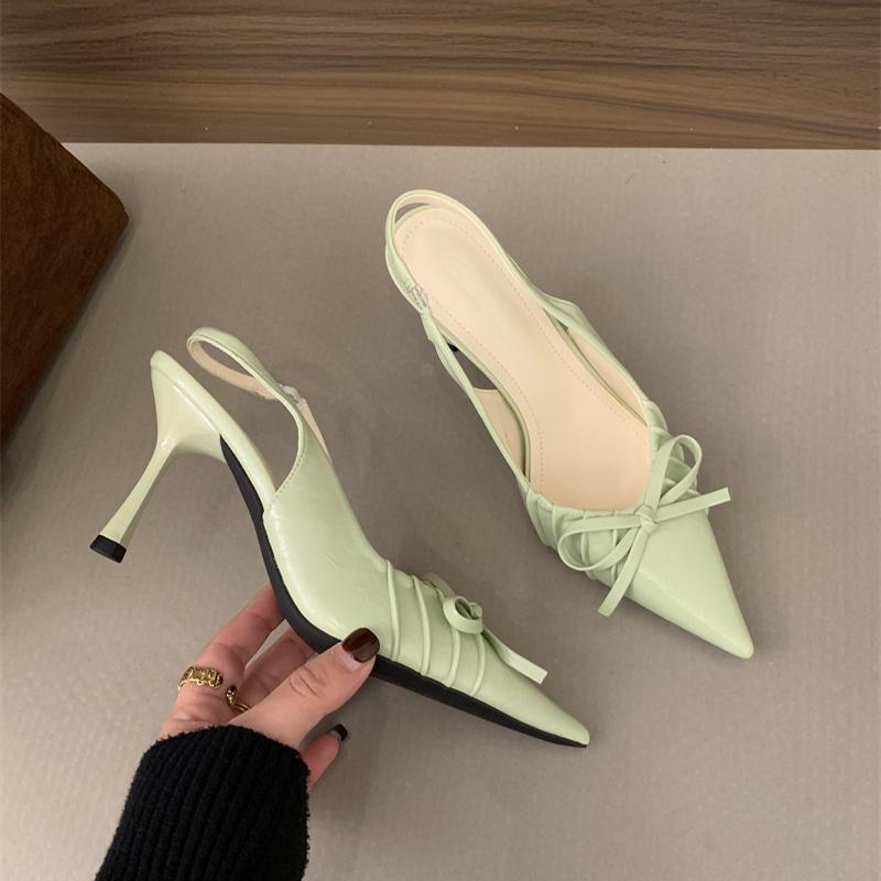 

Летние женские босоножки на высоком каблуке, модные туфли конфетных цветов с закрытым носком, женские элегантные туфли-слипоны для вечеринок 35 светло-зеленый