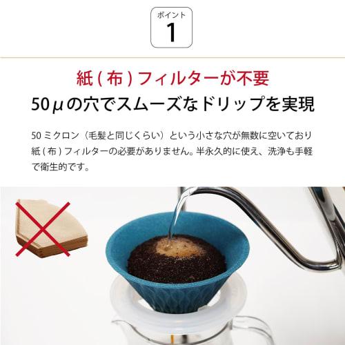 COFIL Flow Wave Ceramic Coffee Filter with Dripper Base, Peacock Green, Made In Japan, 13904301