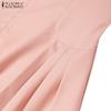 ZANZEA Damen Casual Sommerkleid mit quadratischem Ausschnitt, kurzen Ärmeln und A-Linien-Schnitt