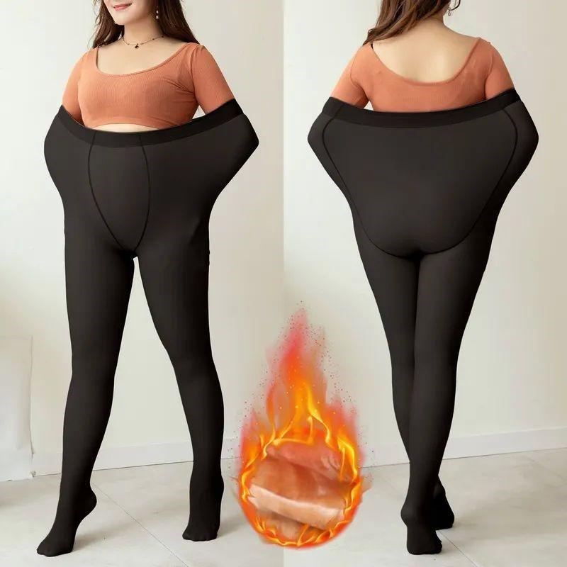 

Plus Size Tights Winter Fake Translucent Pantyhose Women S T Pure black(one-piece 100-120g((no fleece))