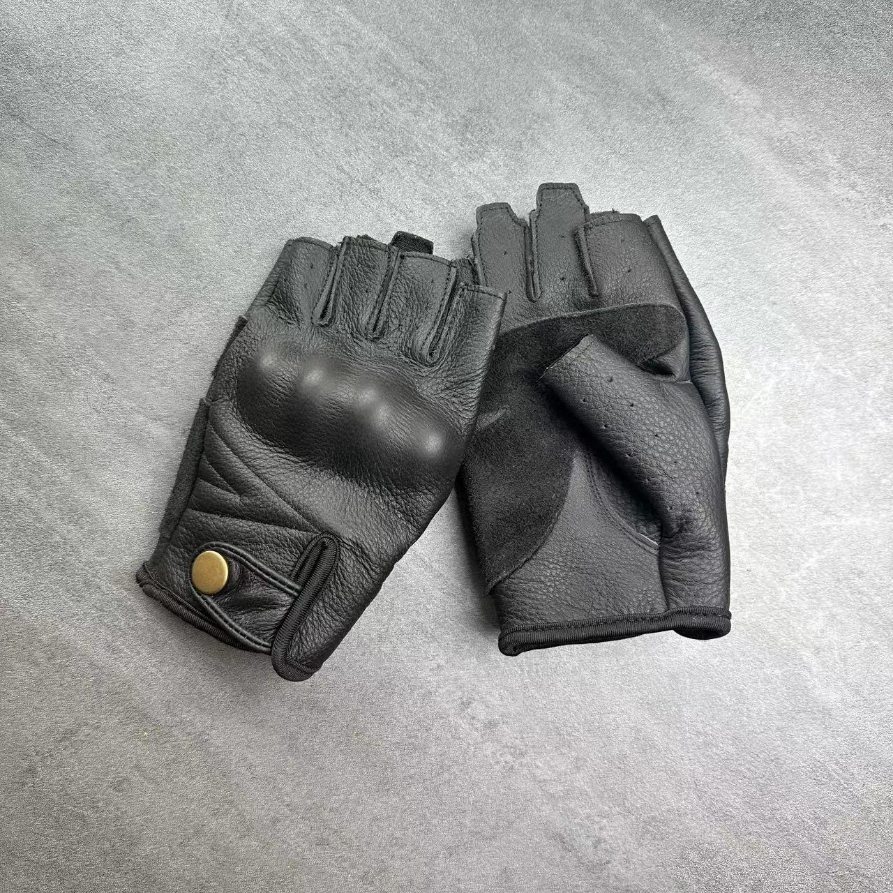 

Motorcycle Riding Gloves Leather Motorcycle Riding Protective Gear Cowhide Full-Finger Anti-Slip Gloves S чёрный