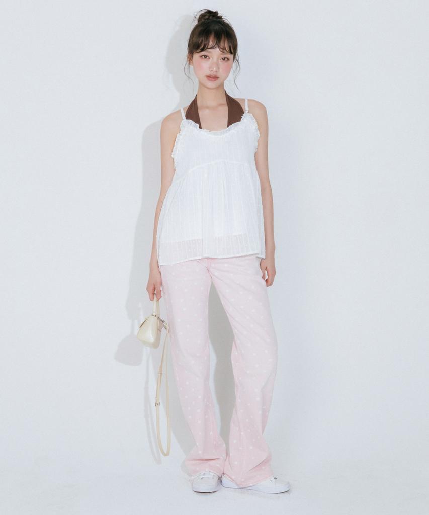 Mellotoli Dot Chiffon Sleeveless Blouse (2 Colors)