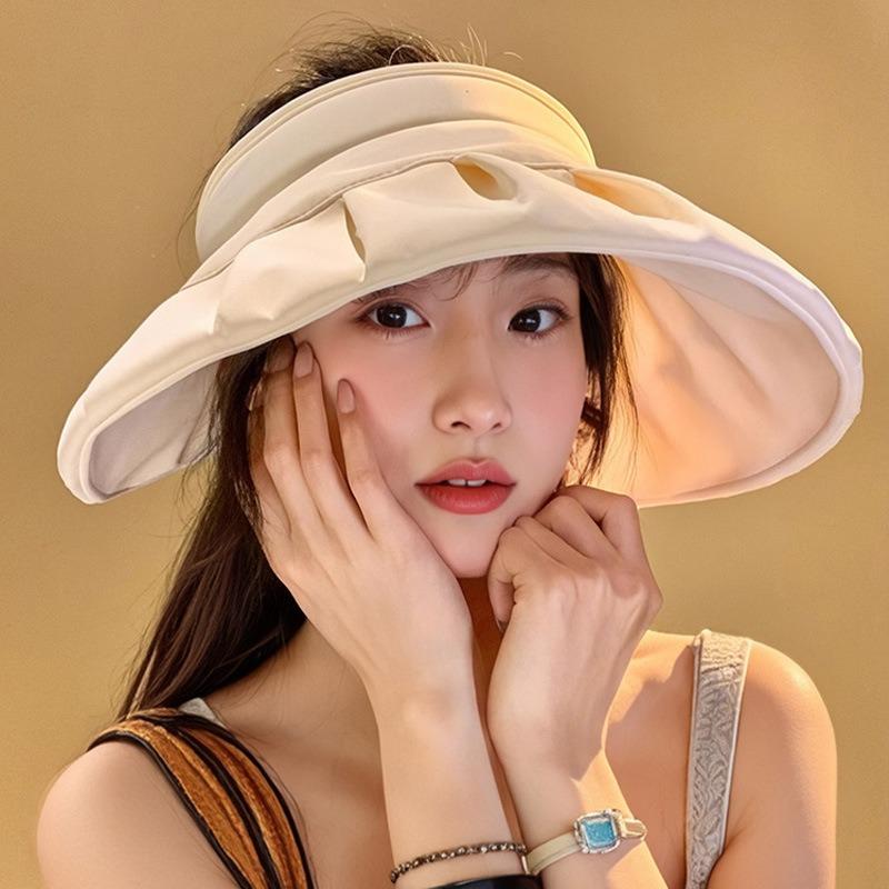 New Shell Sunshade Ice Silk Empty Top Hat Children's Summer Sunscreen Hat Outdoor UV Protection Big Brim