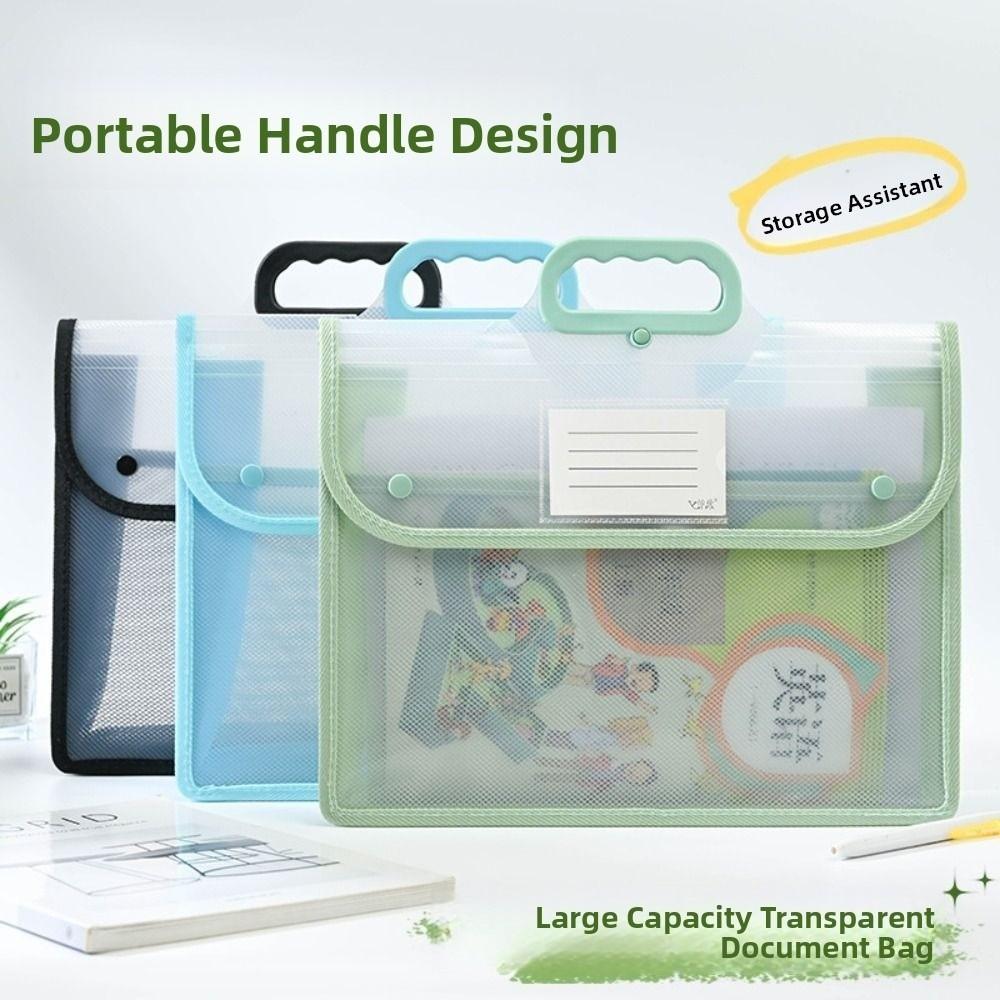 Visible Kids Document Bag Button Function Student Tote Bag Test Paper Storage Bag Travel