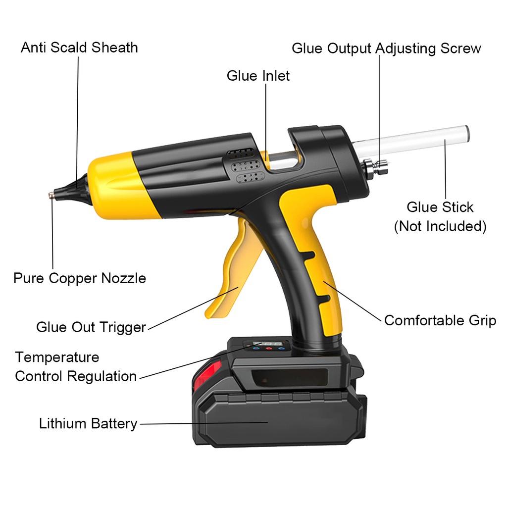 1180W 21V Rechargeable Hot Melt Cordless Glue Gun Temperature Display Adjustable Home Repair Tool For 18V Battery