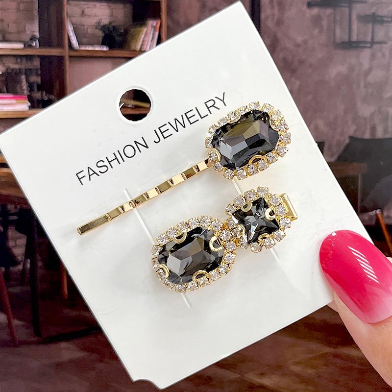 Fashion Shiny Luxury Full Crystal Pearl Women Barrettes Waterdrop Hair Clip Hairgrips Geometric Hair Accessories Korean Headwear