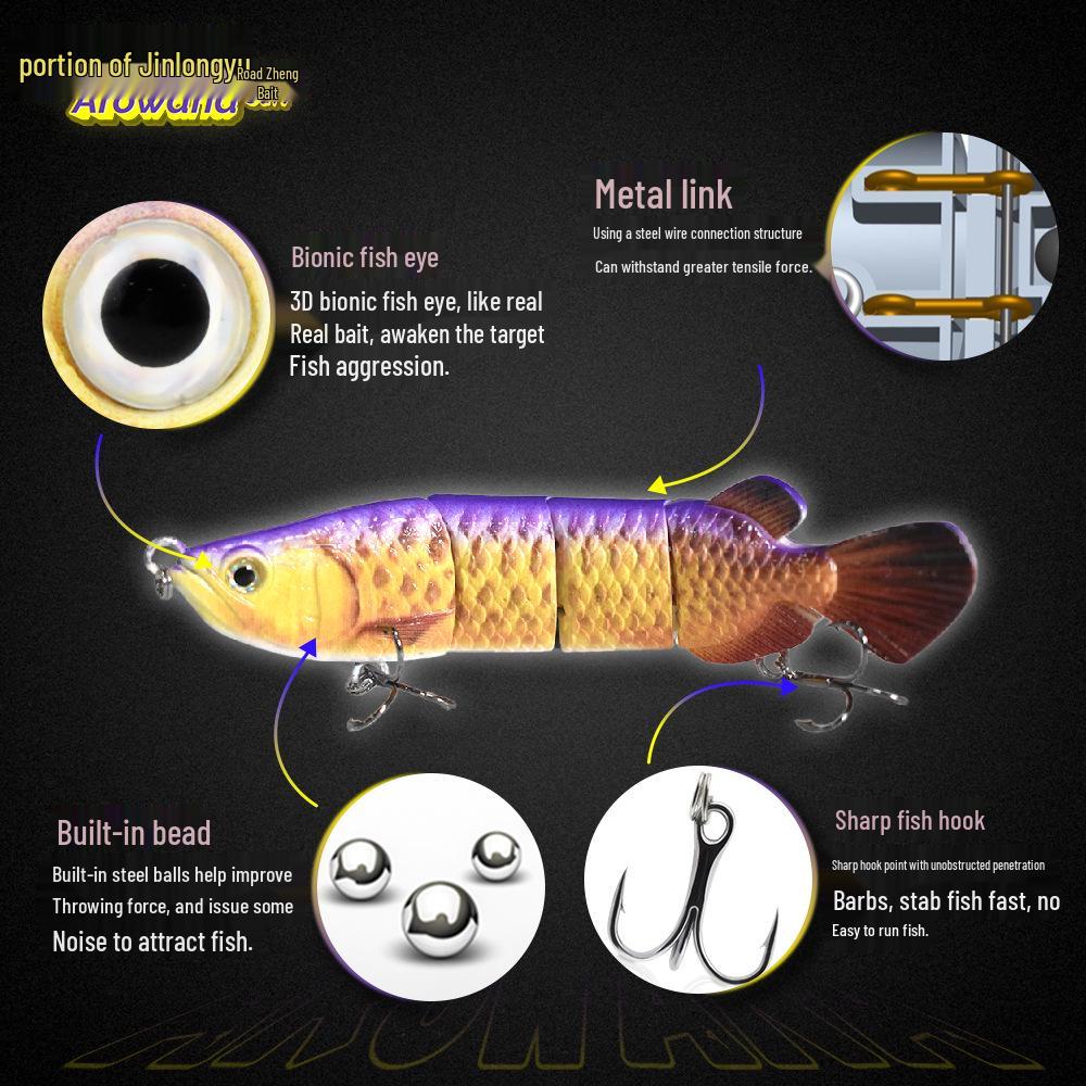Golden Dragon Multi-jointed Sinking Fishing Lure, 4 Sections, 150mm/34.6g