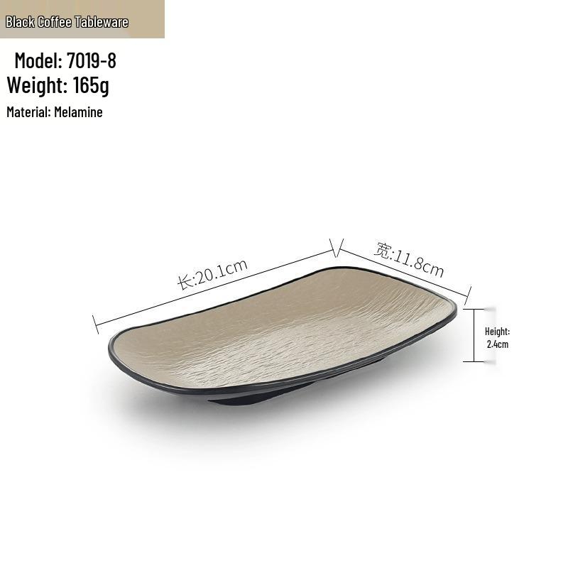 Melamine BBQ Rectangular Side Dish Plate - Imitation Porcelain Plastic, Creative Serving Plate, Drop-Resistant for Hot Pot & Barbecue Restaurants