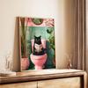 Funny Monkey Reading Newspaper OnToilet Canvas Print Black Cat Animal Bathroom Wall Art Poster for Modern Living Room Home Decor