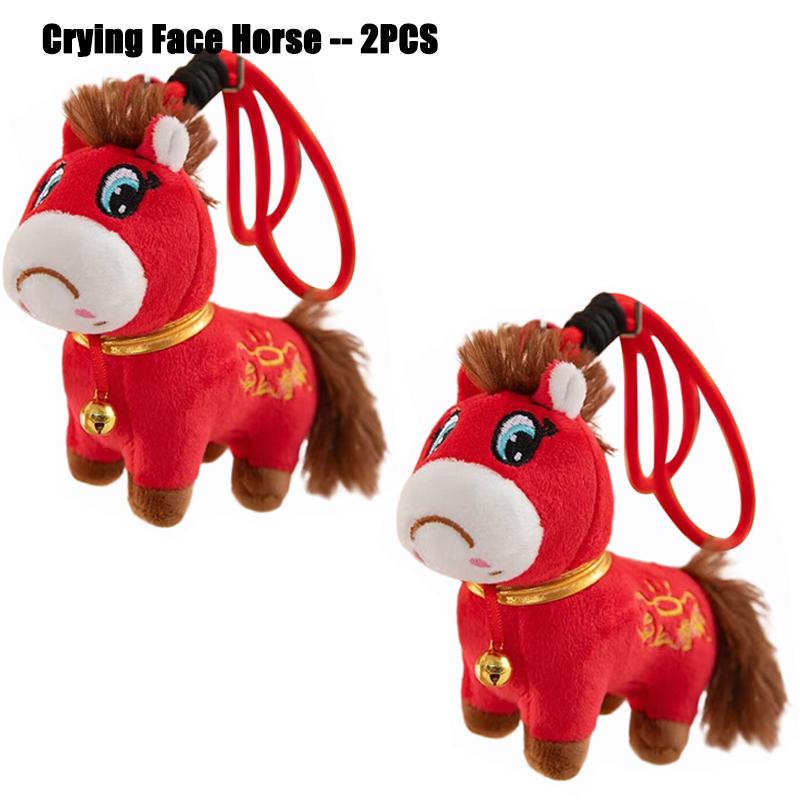 Year Of The Horse Mascot Crying Horse Pendant Keychain 2026 New Year Celebration Red Horse Plush Toy Children's Doll Cloth Doll