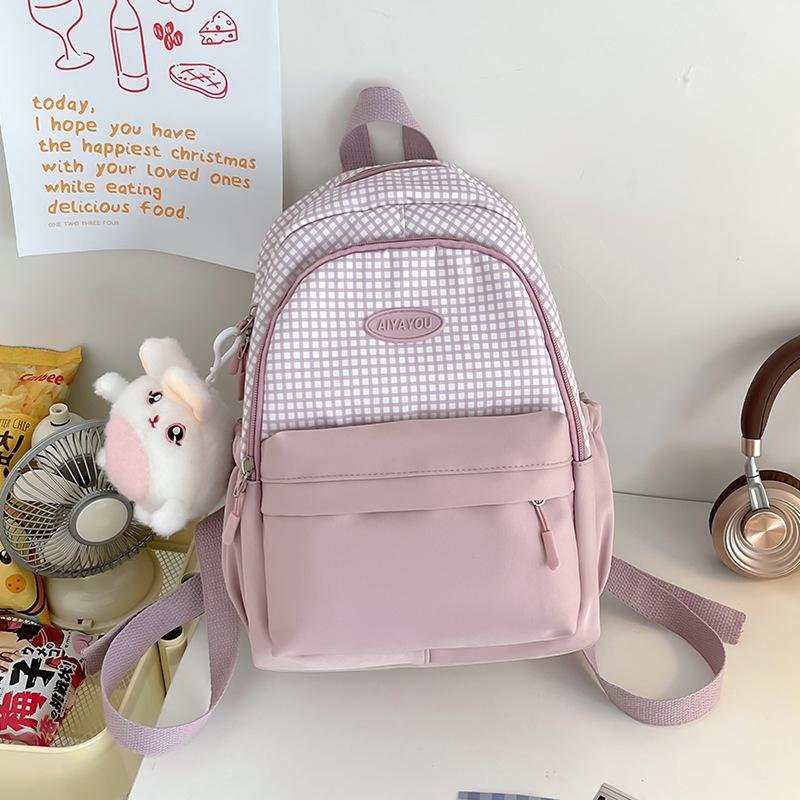 High value Small Plaid Girl Cute Backpack Student Parade Small Backpack Girl Leisure Bag.