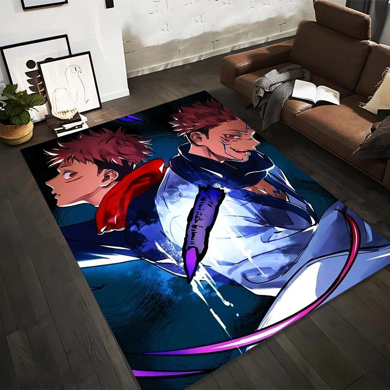 

Anime Style Carpet with Dual Characters and Vibrant Blue-Red Design Suitable for use as an anti-slip for living room bedroom sofas 40x60cm( 15x23in )
