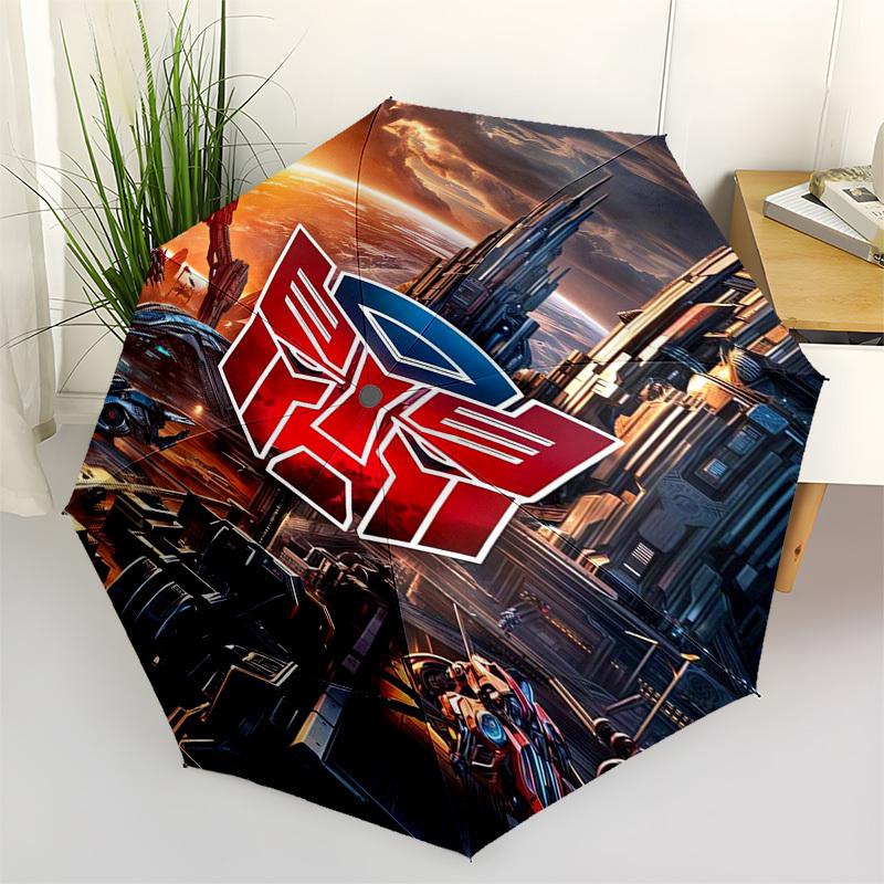 

Transformers, Cybertron Themed Automatic Opening and Closing Umbrella, Compact Travel Umbrella, Lightweight and Portable, Suitable for Beach