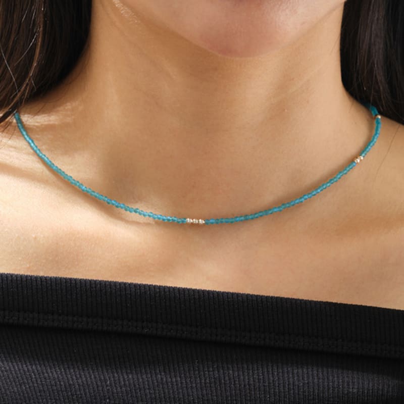 

cotoit Blue Anemone beads Necklace platinum-plated silver