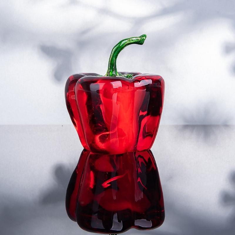 Artistic Glass Peppers Replicas Home Decoration Kitchens Table Centerpieces Shatterproof Design 45mm Size