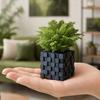 3D Printed Pixel Cube Planter, Grid Spliced Decor, Retro Geometric Ornament, Matte Breathable Structure, Compact Desktop Pot for Succulents Green