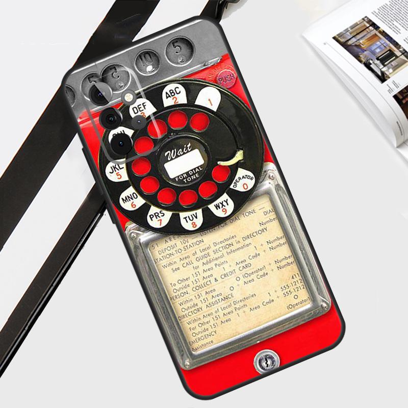 Retro Blue Payphone Vintage Case For Samsung Galaxy A06 A56 A36 A26 A16 A54 A34 A14 A12 A22 A32 A52 A13 A53 A15 A35 A55