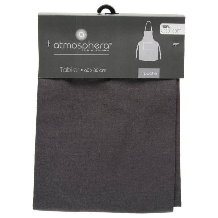 Tablier Coton Gris Ardoise 60x80cm - Atmosphera Createur D'interieur