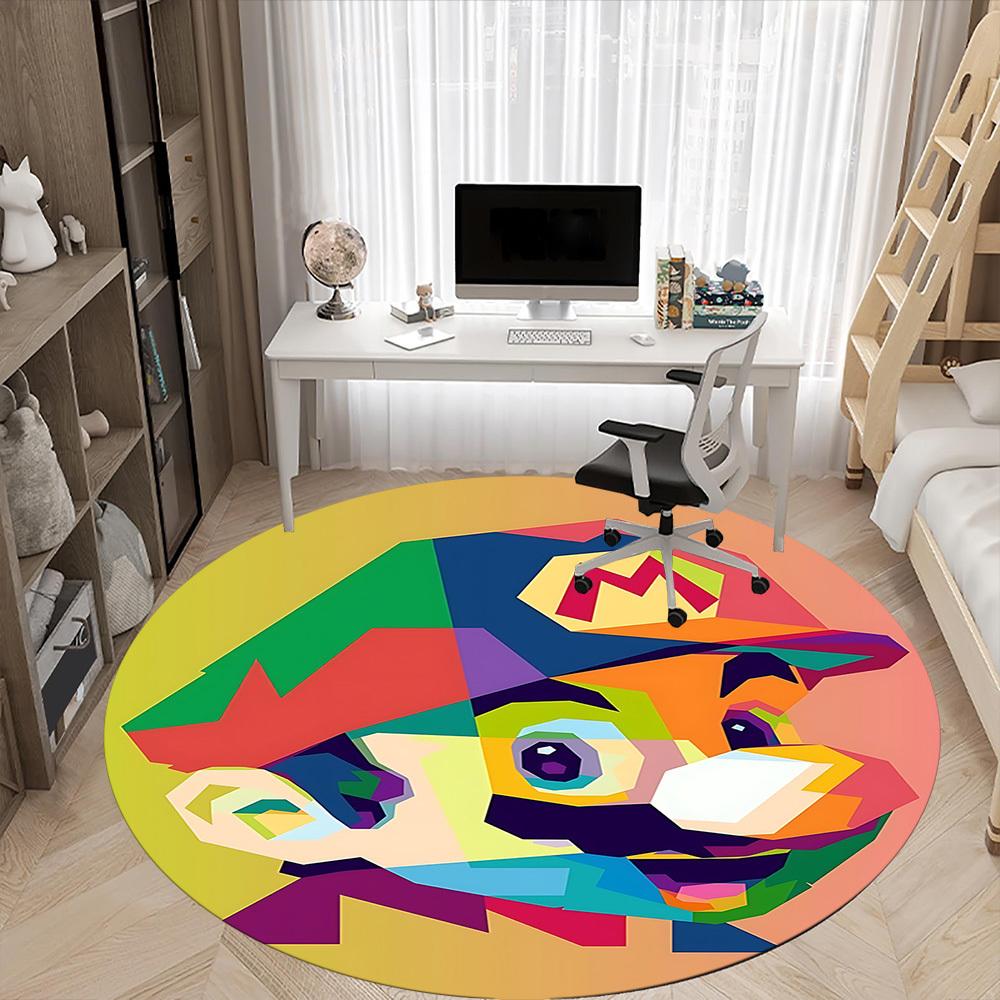 1pc Mario Office Round Area Rug, Under Office Chairs Bedroom Living Room Home Decor  a1022235