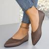 Women's Comfortable Solid Color Pointed Toe Low-cut Slip-on Flat Shoes, Suitable For Moms , Autumn, Pu Leather And Soft Bottom