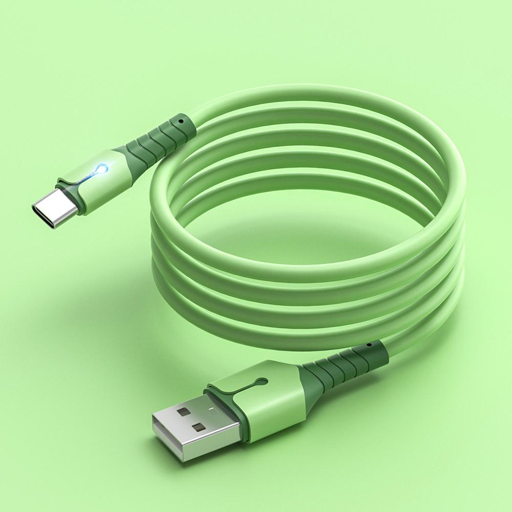 

Multi Color lightweight liquid Data Cable Suitable For Android Samsung Type C Fast Charging Cable USB C Phone Silicone Charging 1m зелёный