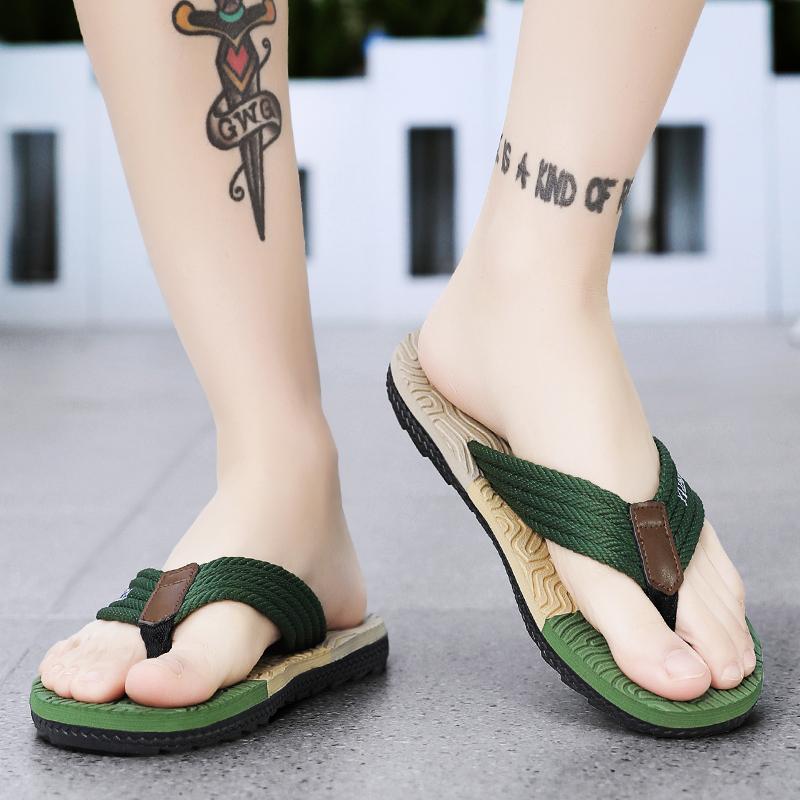 Summer Men's Fashionable Casual Breathable Slippers Sandals Beach Shoes Herringbone Slippers Home Slippers