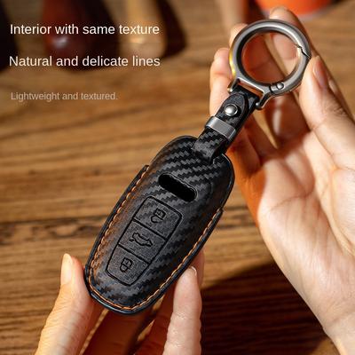 Kohlefaser-Muster Auto Fernbedienung Schlüsselhülle Hülle Halter Schale Fob Für Neuer A3L A4L A5 A6L A7L Q4 e-trom Q5 Q6 Q7 Q8 S4 S6 S7