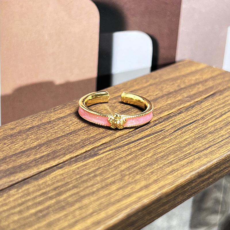 2026 Sweet and Cool Colorful Drip Glaze Temperament Court Style Retro Ring Female Flower Niche Ring