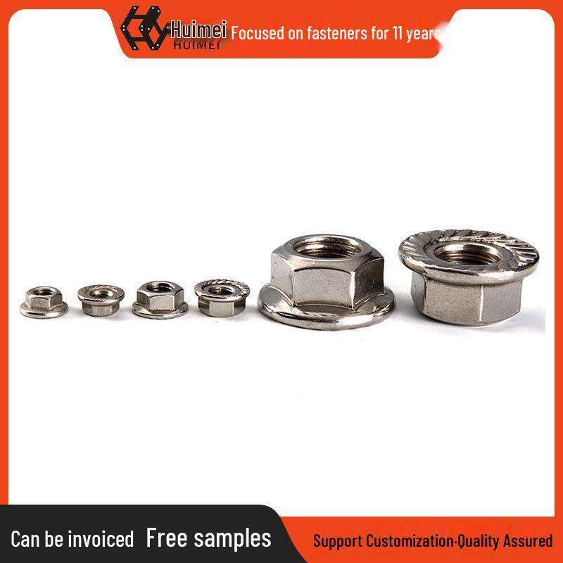 Stainless Steel Hex Flange Nut with Anti-Slip Teeth, M3-12 (Grades 201/304/316)