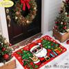 Graffiti Christmas Welcome Doormat, Rock ‘n’ Roll Santa Design Doormat, Non-Slip, Washable Entryway Rug, Home Decor