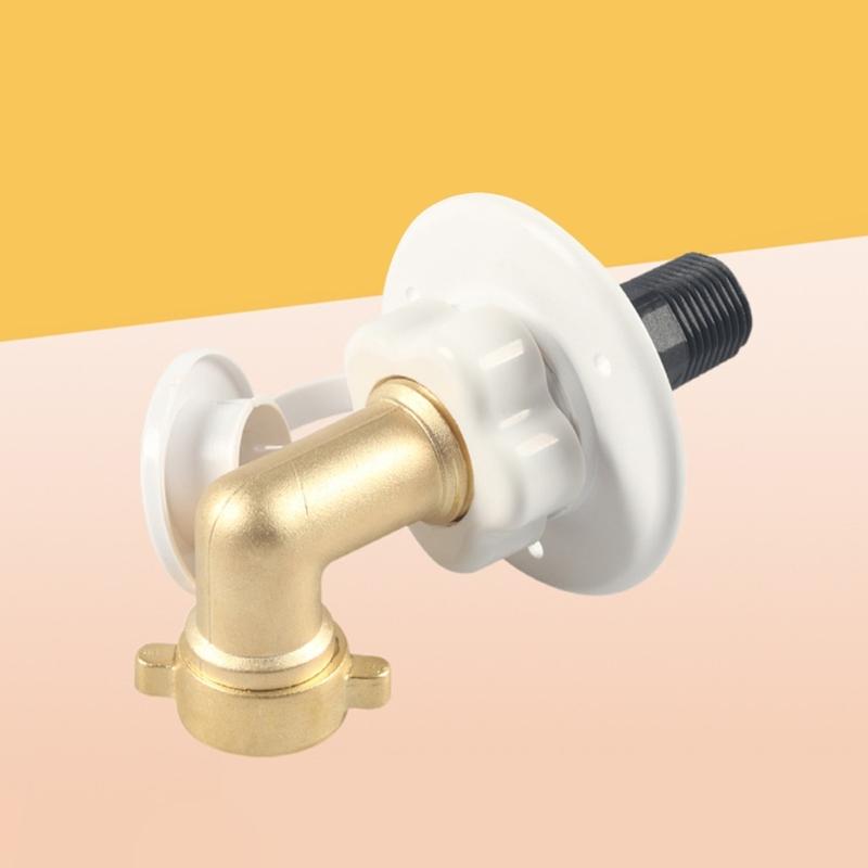 RVs City Water Fill Inlet Flange Brass with Check Valves, RVs Water Inlet Replacement 3/4NPT City Water Connection Inlet