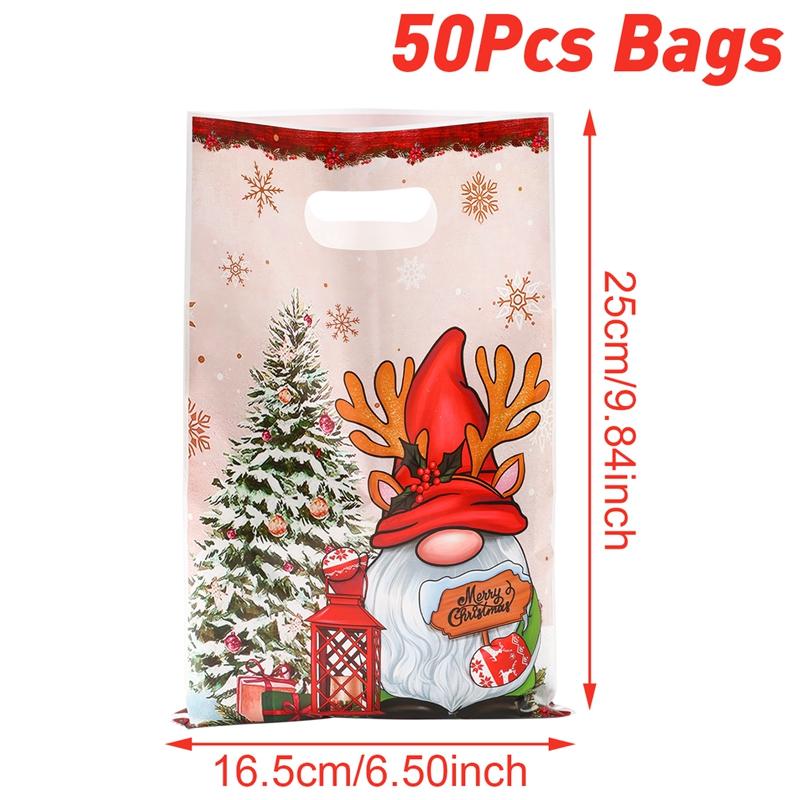 10/25/50pcs Christmas Cute Gift Bags Christmas Party Decoration 2025 Xmas Santa Claus Handbags  New Year Gift 2026