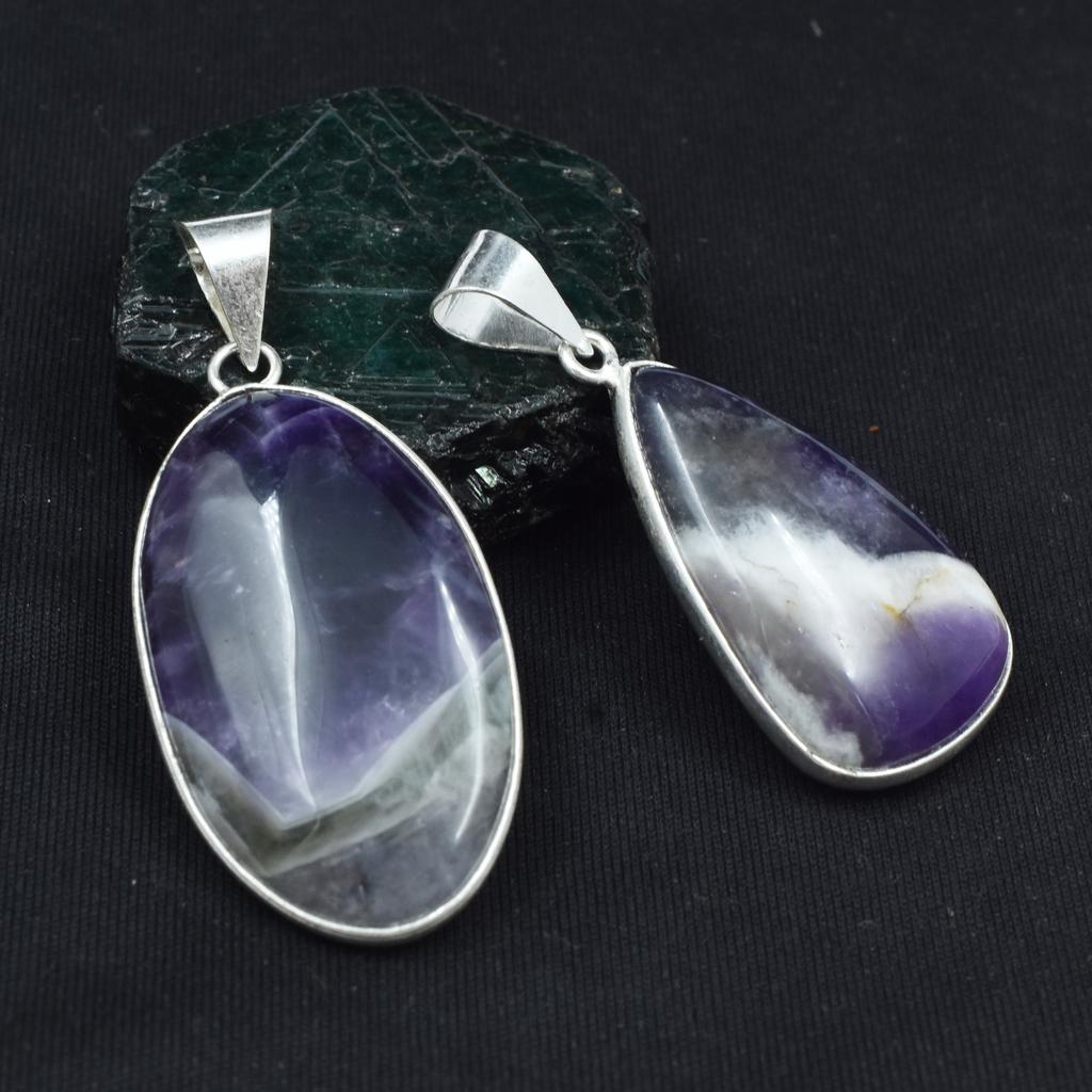 Amethyst Oval-Pear 925 Silver Pendant Healing Stone 87.65 Ct CERTIFIED Gemstone AR-1739-S