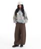 Loginaenloji Heart Logo Back Point Curved Sweat Pants Brown