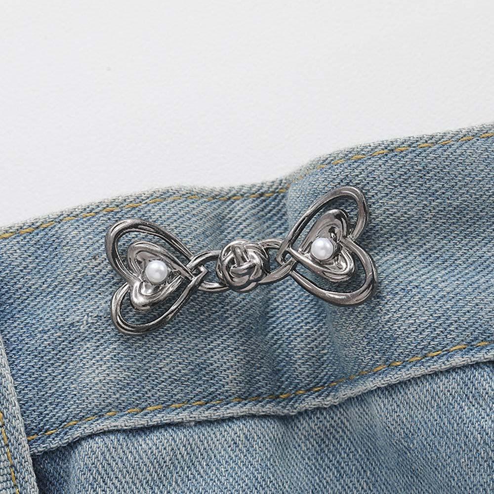 Alloy Tighten Waist Button Detachable Beautiful Heart Jeans Button Adjuster No Sewing Required Pants Waist Buckle