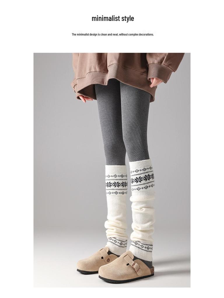 Fair Isle Retro Snowflake Knit Leg Warmers