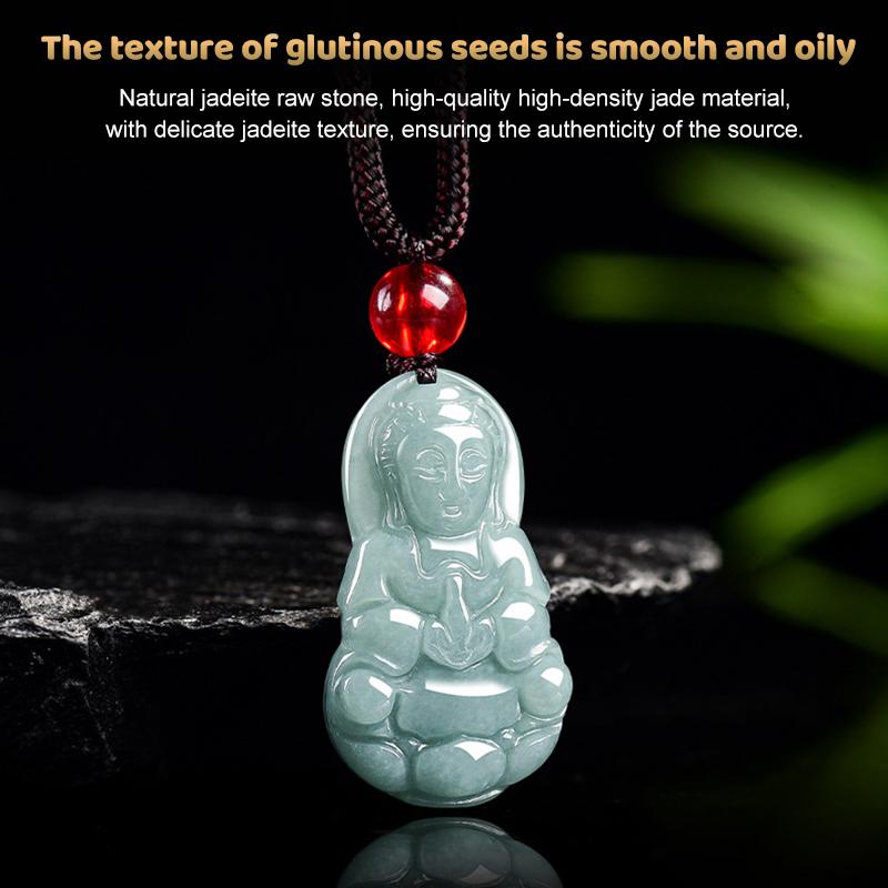 1Pcs Accessories Burmese Jade Stone Myanmar Jadeite Guanyin Pendant Necklace Vintage Natural Gemstone Jewelry