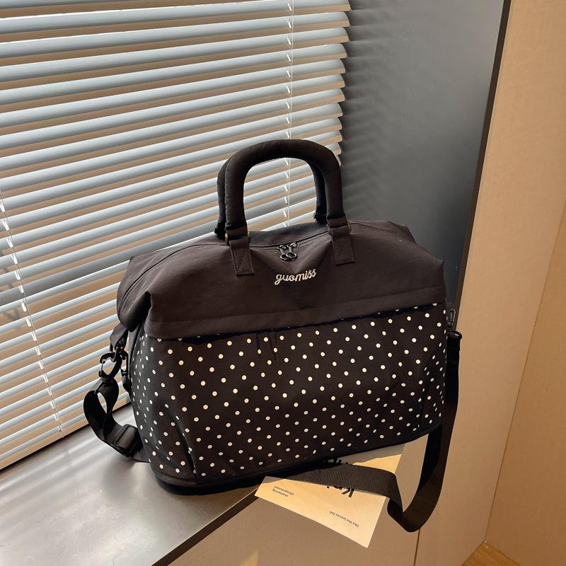 Expandable Large-Capacity Crossbody Travel Bag - Polka Dot, Lightweight, High-Grade, Maternity & Fitness Ready
