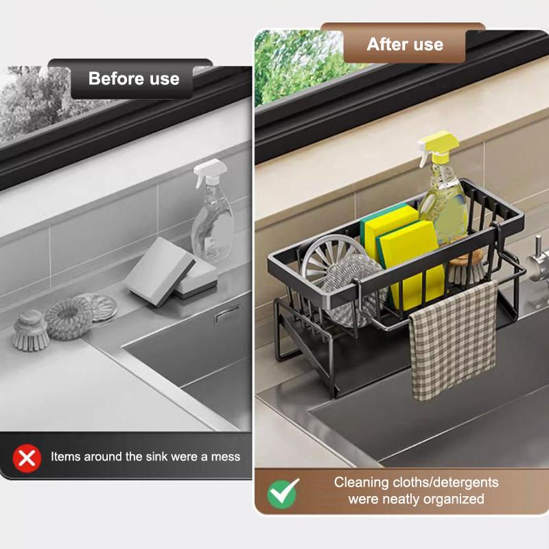 Sponge Drainer Rack Stainless Kitchen Organizer Bathroom Sink Rack Soap Holder Organizer Rack