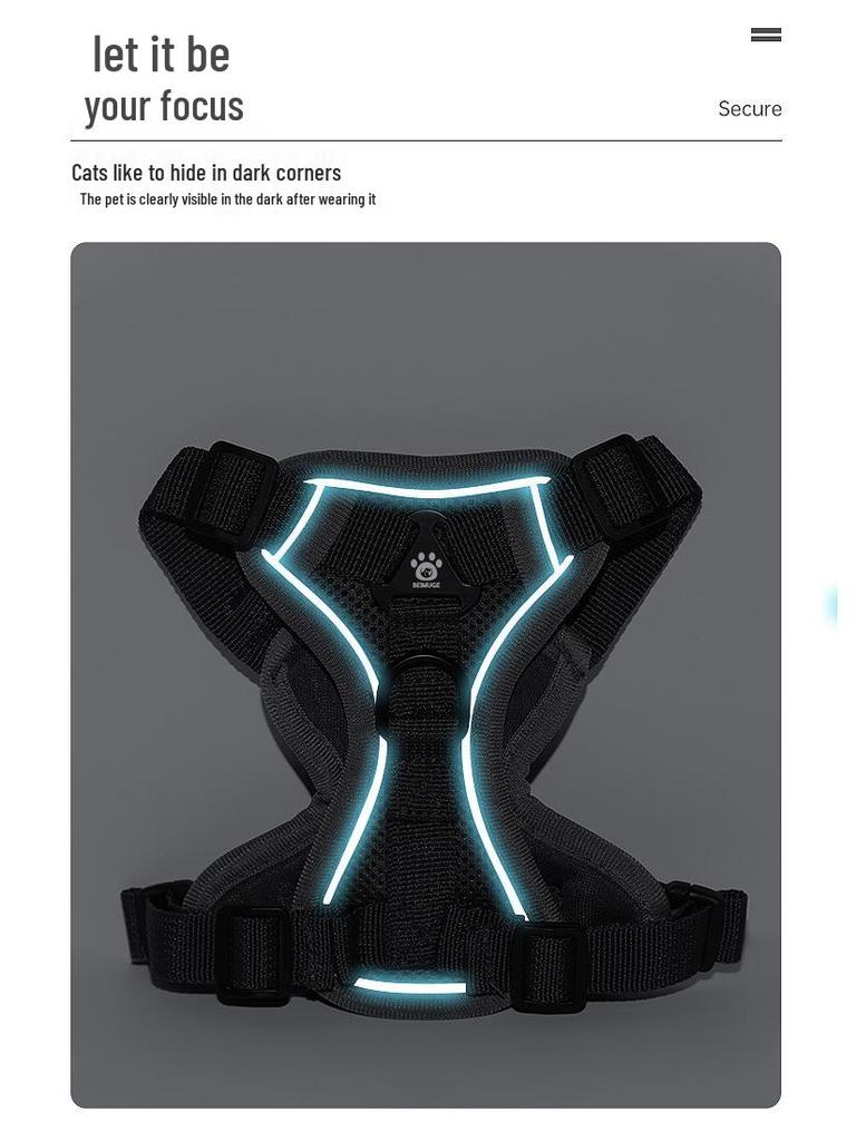 Reflective Vest-Style Cat Leash & Breathable Harness for Small/Medium Pets