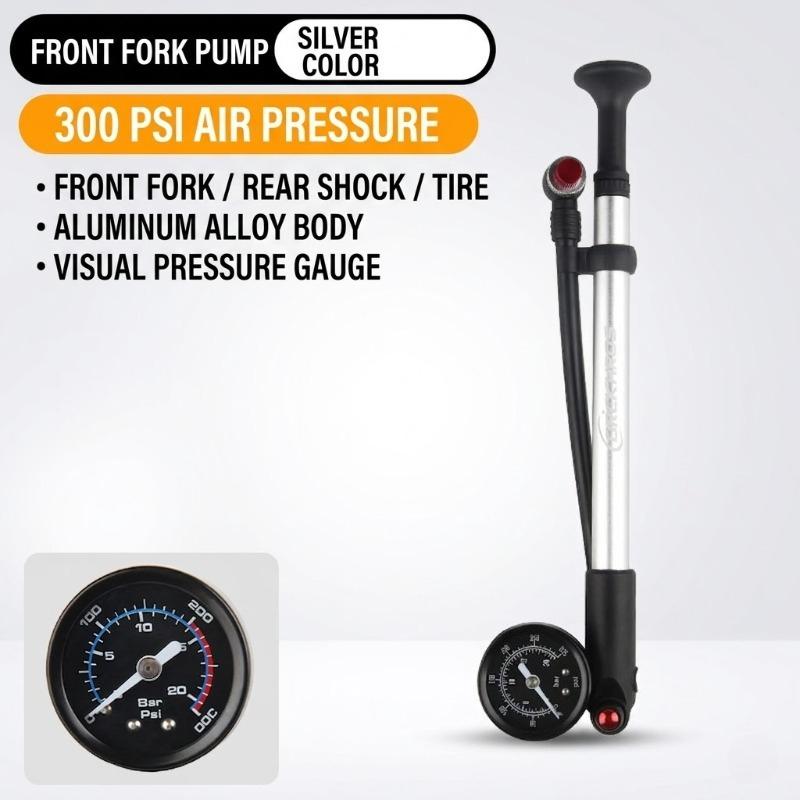 High Pressure Bicycle Pump 300PSI with Gauge Portable Shock Pump for Front Fork Rear Suspension Schrader Presta Valve MTB Road