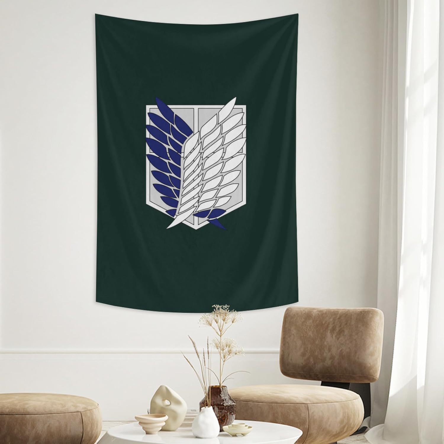 

Anime Corps tapestryanime wall decoration dark green badge decoration suitable for bedroom living room 50x 60 inches 74x94cm(29x37in)