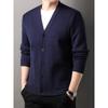Men's Knitted Cardigan Coat Spring and Autumn V-neck Solid Color Top Real Pocket Sweater Business Casual Outdoor Sweater